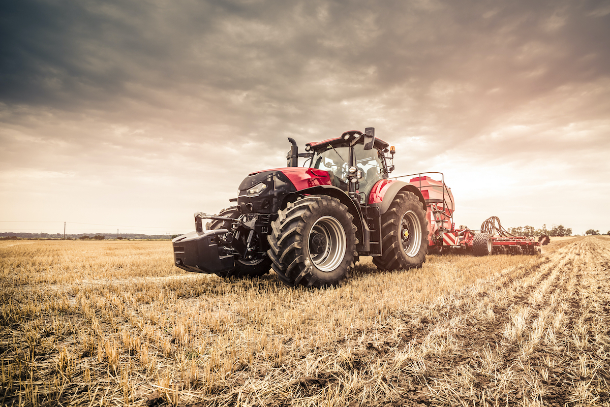 A tractor in a field