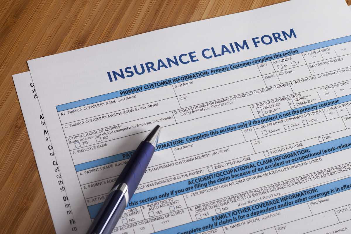 A sample form used for insurance claims